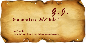 Gerbovics Jákó névjegykártya